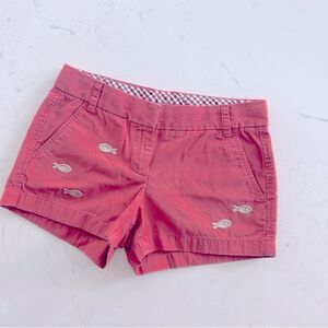JCREW Minnow Fish Embellished Metallic Beaded Shorts Salmon Rust Orange Red Sz 2